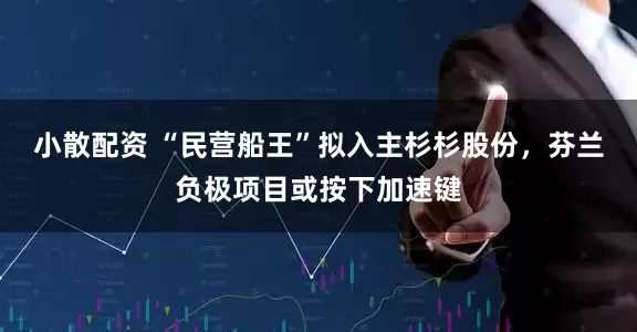 小散配资 “民营船王”拟入主杉杉股份,芬兰负极项目或按下加速键